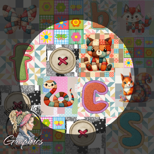 Patchwork Animals Seamless PNG Download