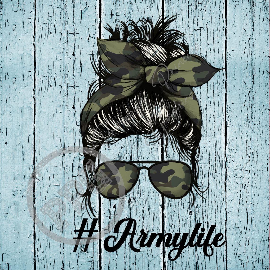 Army Life Messy Bun PNG Download