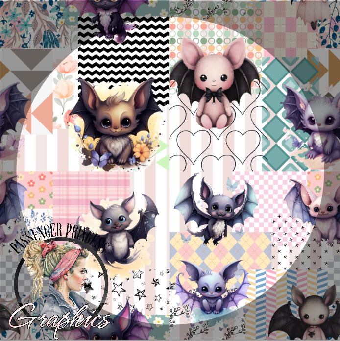 Bats Patchwork Seamless PNG Download