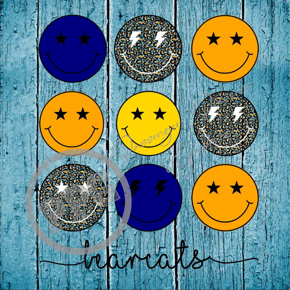 Bearcats Yellow & Blue Smileys PNG Download