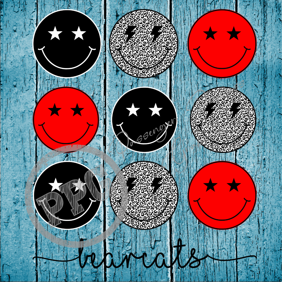 Bearcats Black & Red Smileys PNG Download