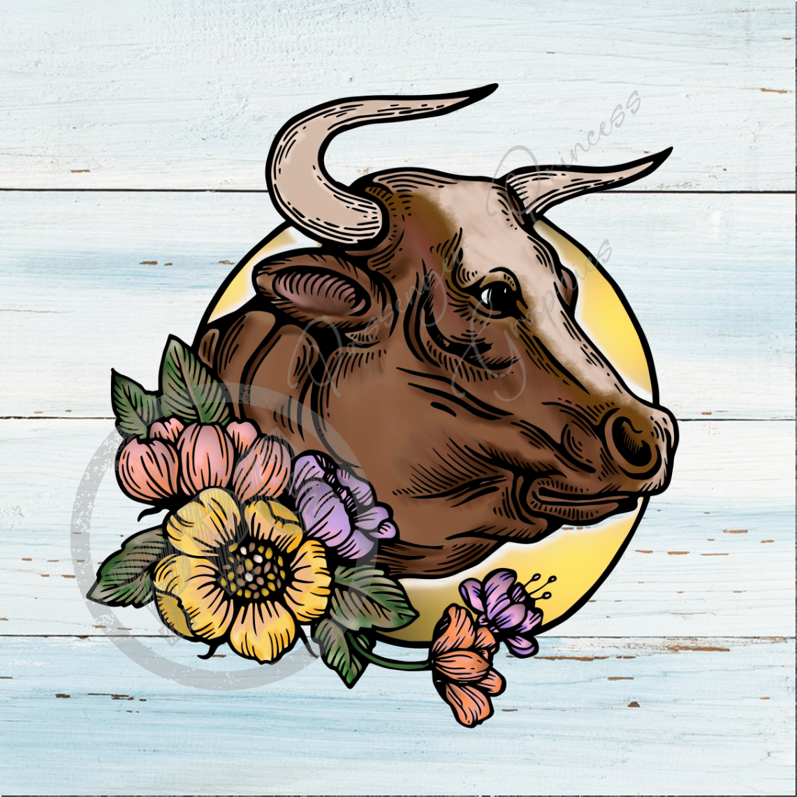 Bull With Flowers PNG Download