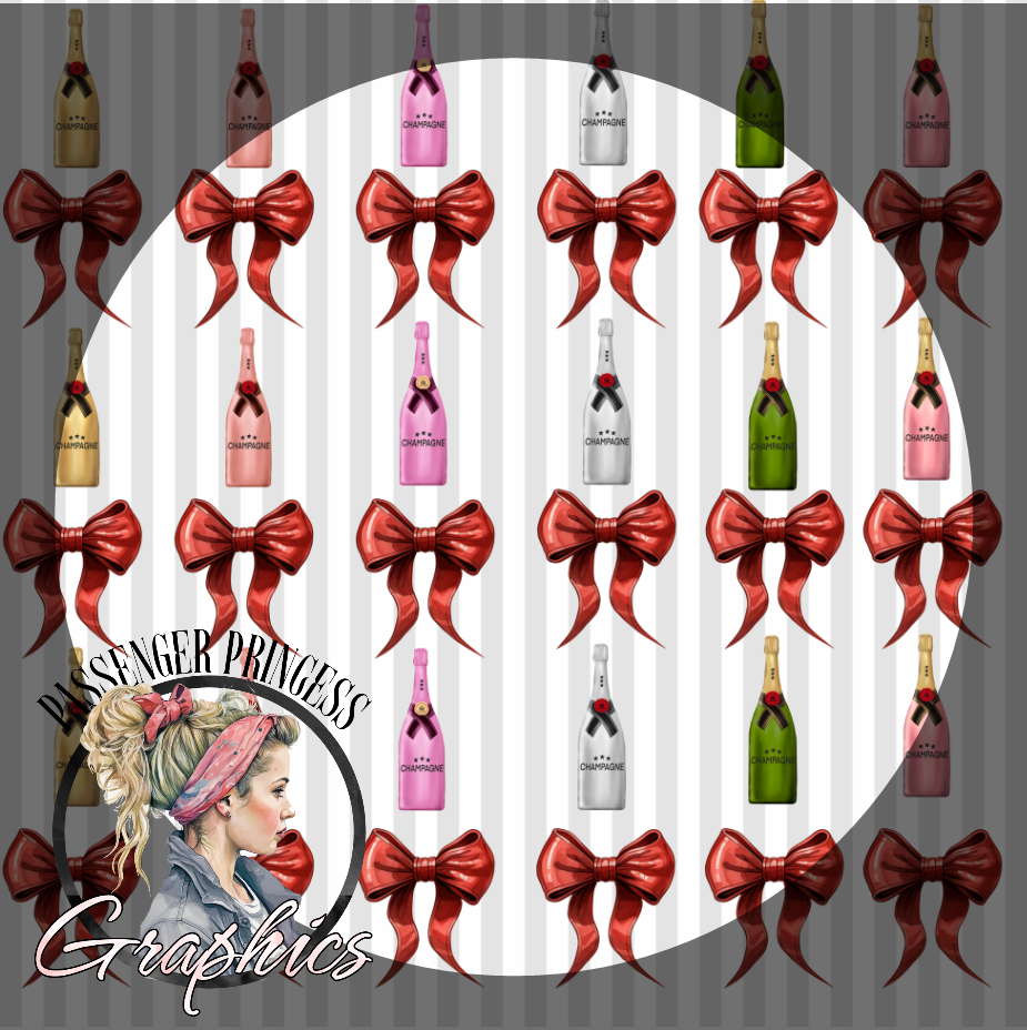 Champagne and Bows Seamless PNG File