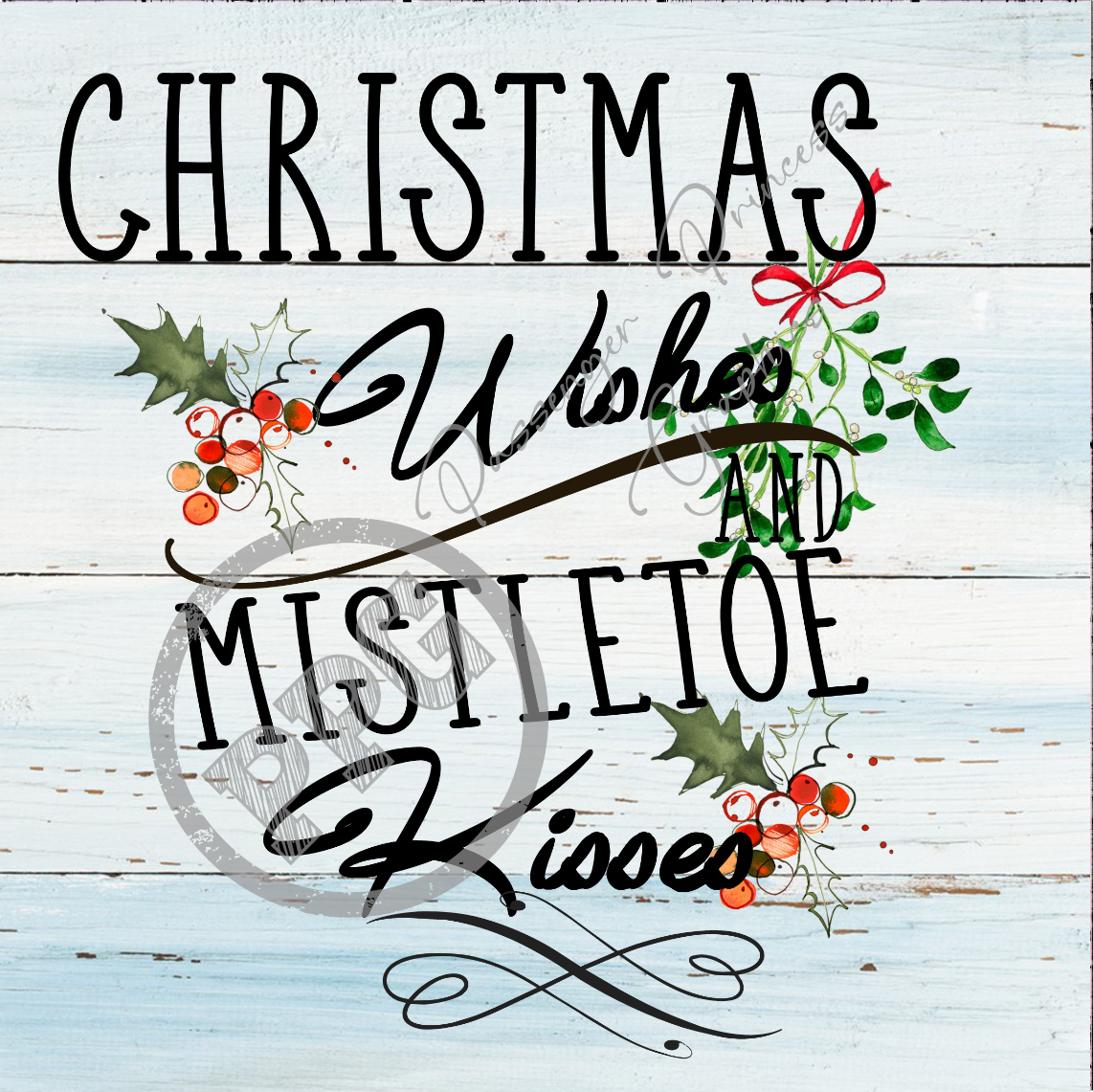 Christmas Wishes And Mistletoe Kisses PNG Download