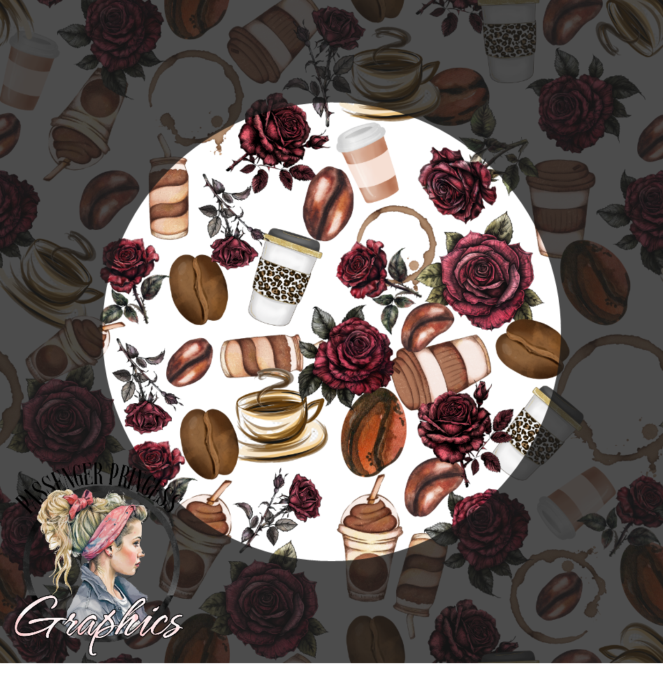 Coffee & Flowers ( 2 Files ) Seamless PNG File