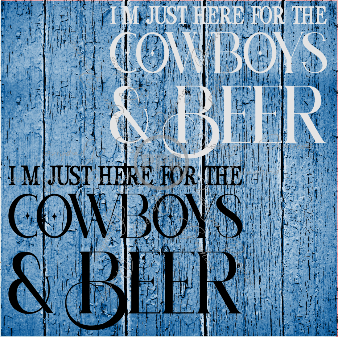 Cowboys & Beer ( Black & White File)  PNG File