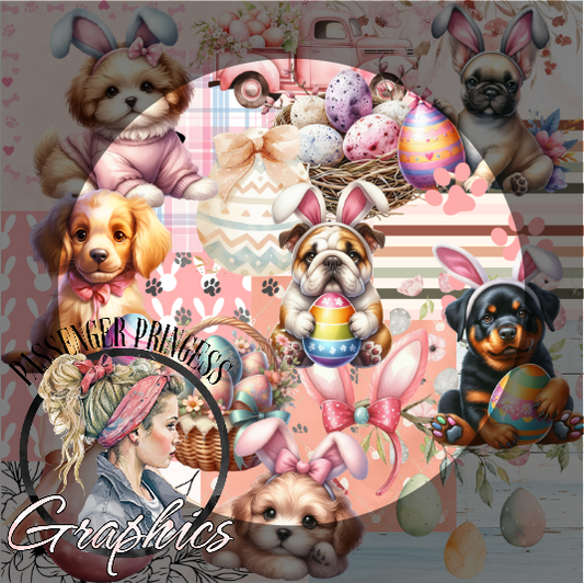 Easter Puppies Seamless PNG Download