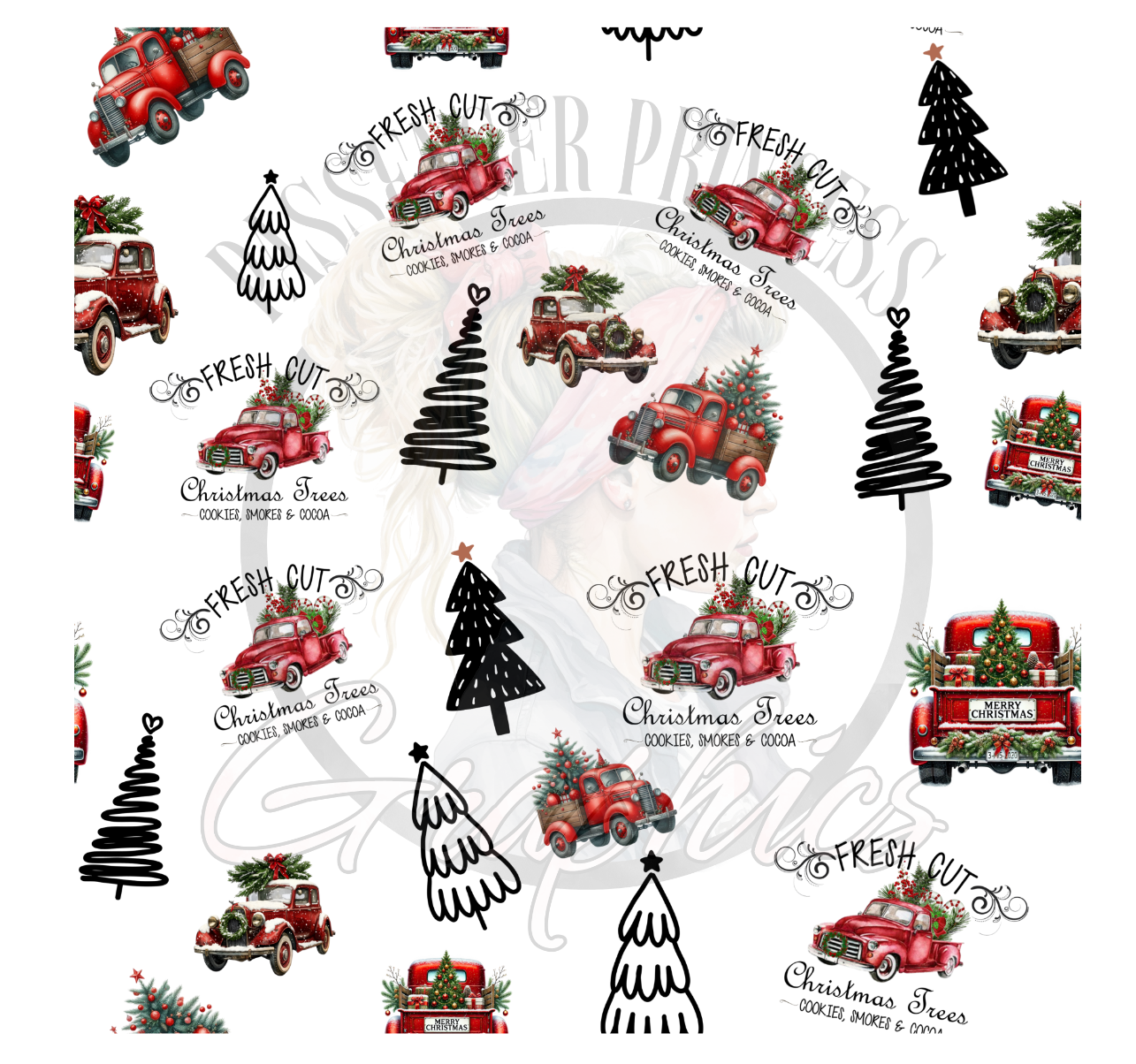 Fresh Cut Christmas Trees Transparent Seamless PNG File