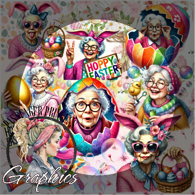 Easter Grandma Seamless PNG Download