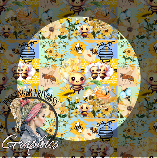 Honey Bees Seamless PNG Download