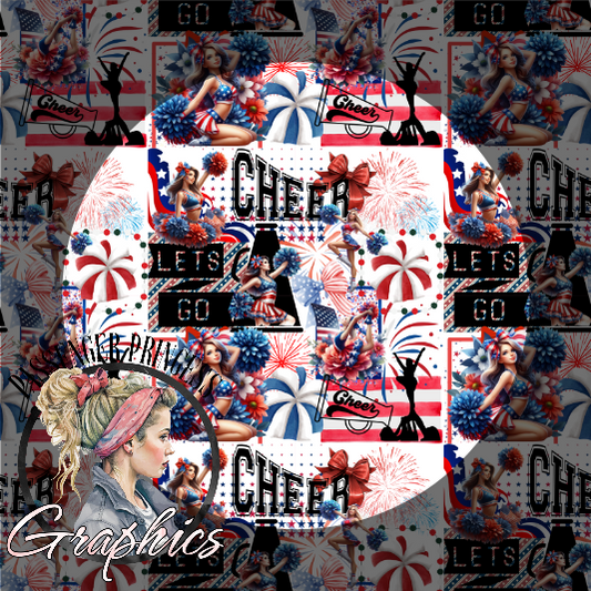 Red White Blue Cheer Seamless PNG Download