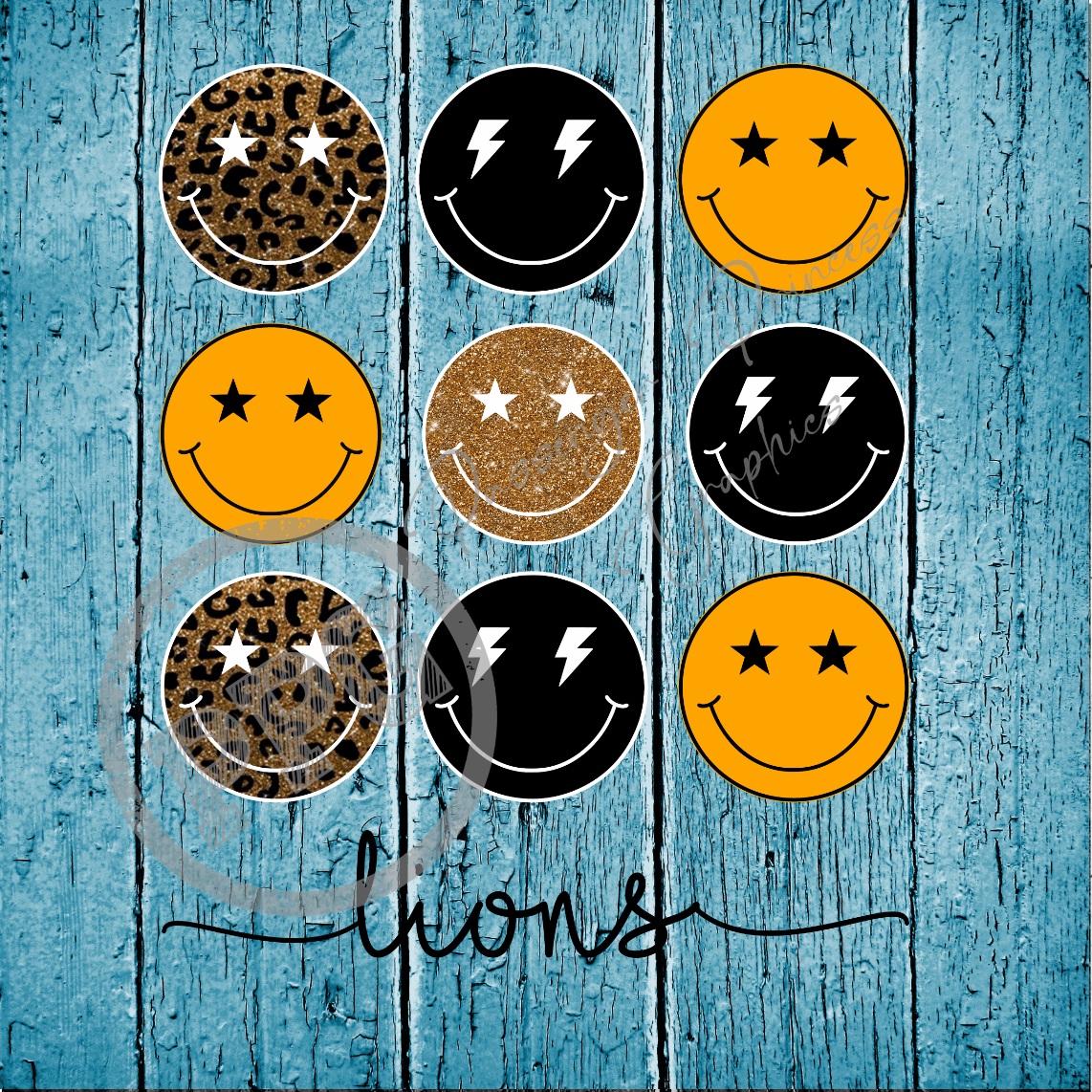 Lions Black & Gold Smileys PNG Download