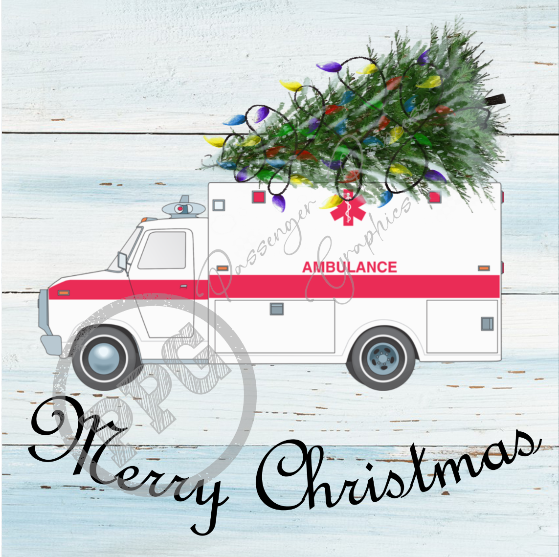 Merry Christmas Ambulance PNG Download