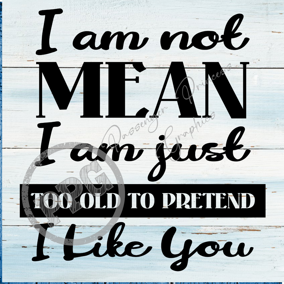 I Am Not Mean I Am Just To Old To Pretend I Like You PNG Download