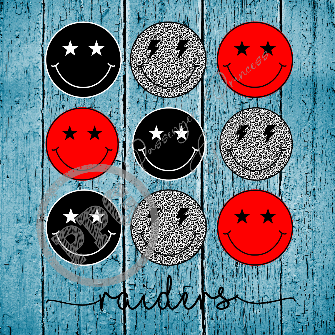 Raiders Red & Black Smileys PNG Download