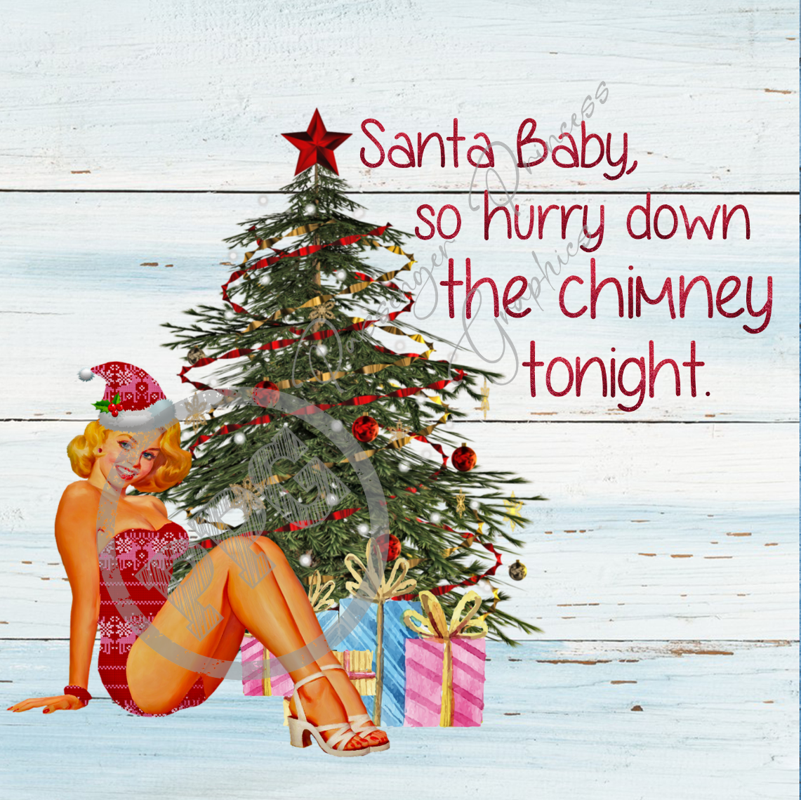 Santa Baby So Hurry Down The Chimney Tonight PNG Download