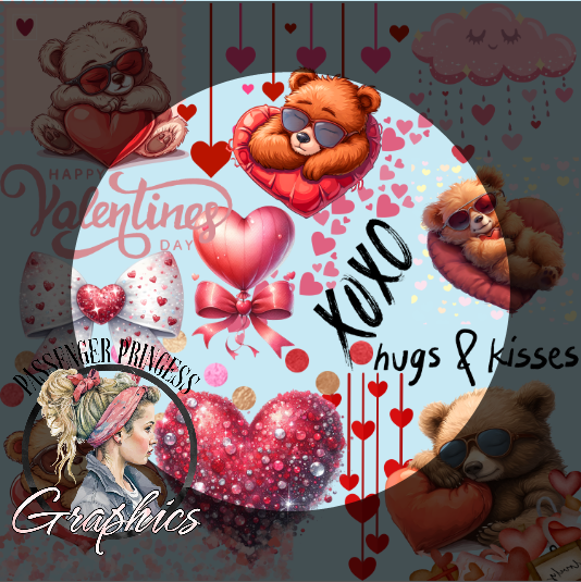 Sleeping Bears Valentine Seamless PNG Download