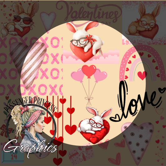 Sleeping Bunnies Valentine ( Transparent File Included ) Seamless PNG Download