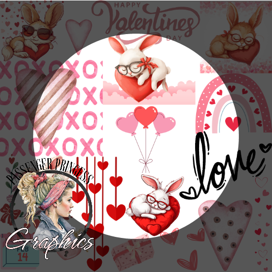 Sleeping Bunnies Valentine ( Transparent File Included ) Seamless PNG Download