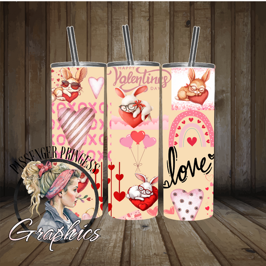 Sleeping Bunnies 20oz Skinny Tumbler Wrap PNG Download