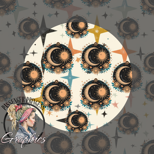 Sun Moon Stars Seamless PNG Download