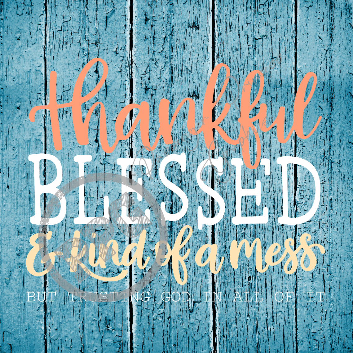 Thankful Blessed & Kind Of A Mess PNG Download