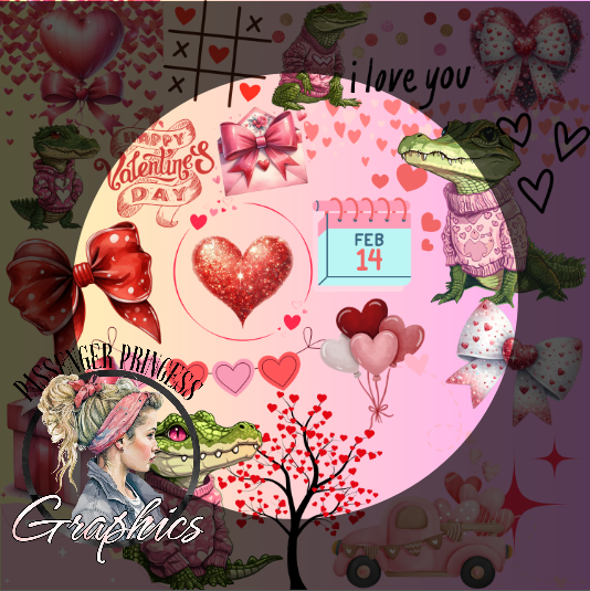 Valentine Gators 20oz Skinny Tumbler Wrap PNG Download