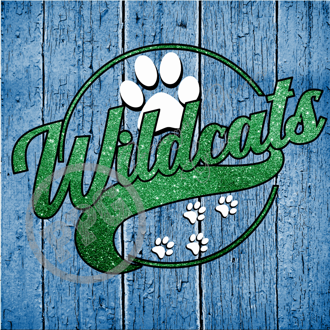 Wildcats Green Glitter PNG Download